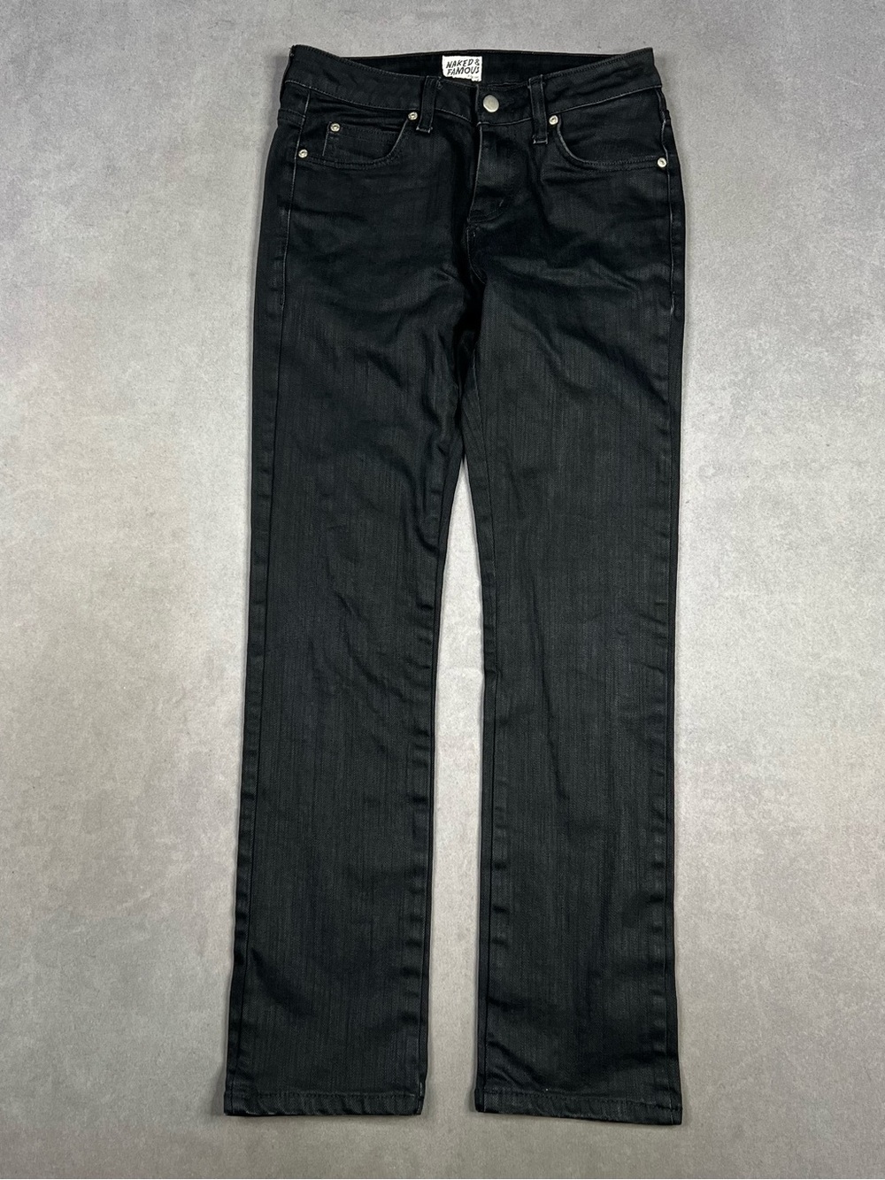 Naked & Famous Denim Black Straight Jeans Selvedge